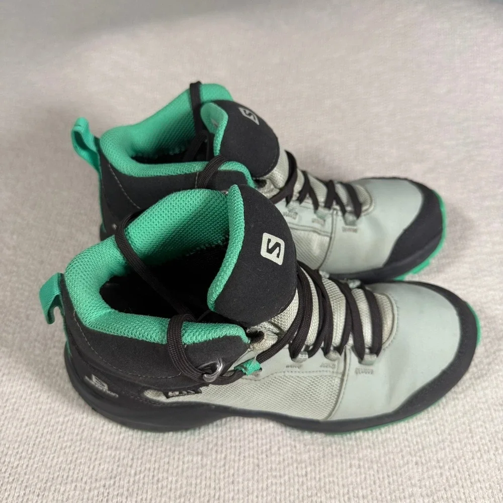 Salomon Outward CSWP Hiking‎ Boots 4 Grey Green Waterproof Kids 412848